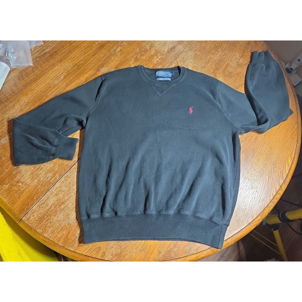 Vintage 90s Polo Ralph Lauren Crewneck Sweatshirt Men's L Black Pullover Sweater